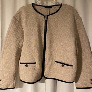 Ann Taylor beige quilted jacket with black lining, NWOT